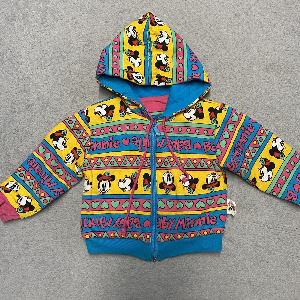 Vintage Baby Mickey & Co Hoodie 12-18 Month Reversible Zip All Over Print Rare